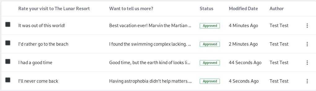 Figure 1: You can view the entries right in the Forms application. 