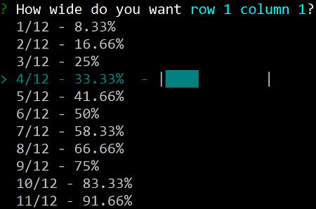Figure 3: You must specify the width for each column in the row.