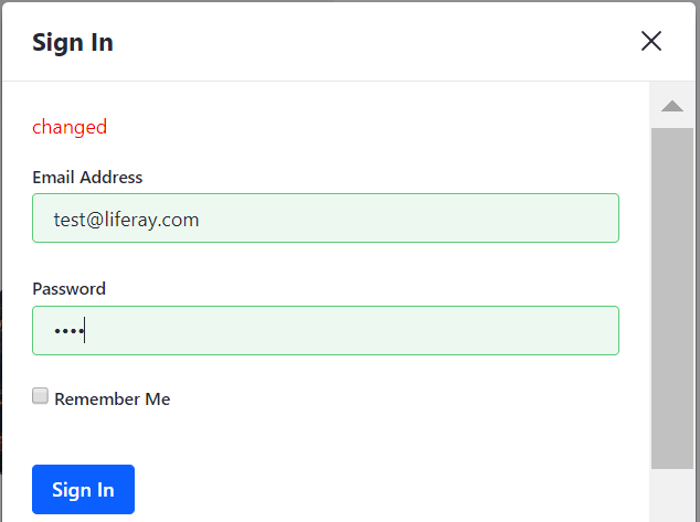 Figure 1: The customized Sign In form with the new changed text.