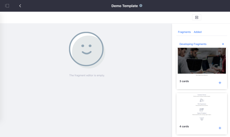 Figure 1: Drag Fragments to create a Page Template.