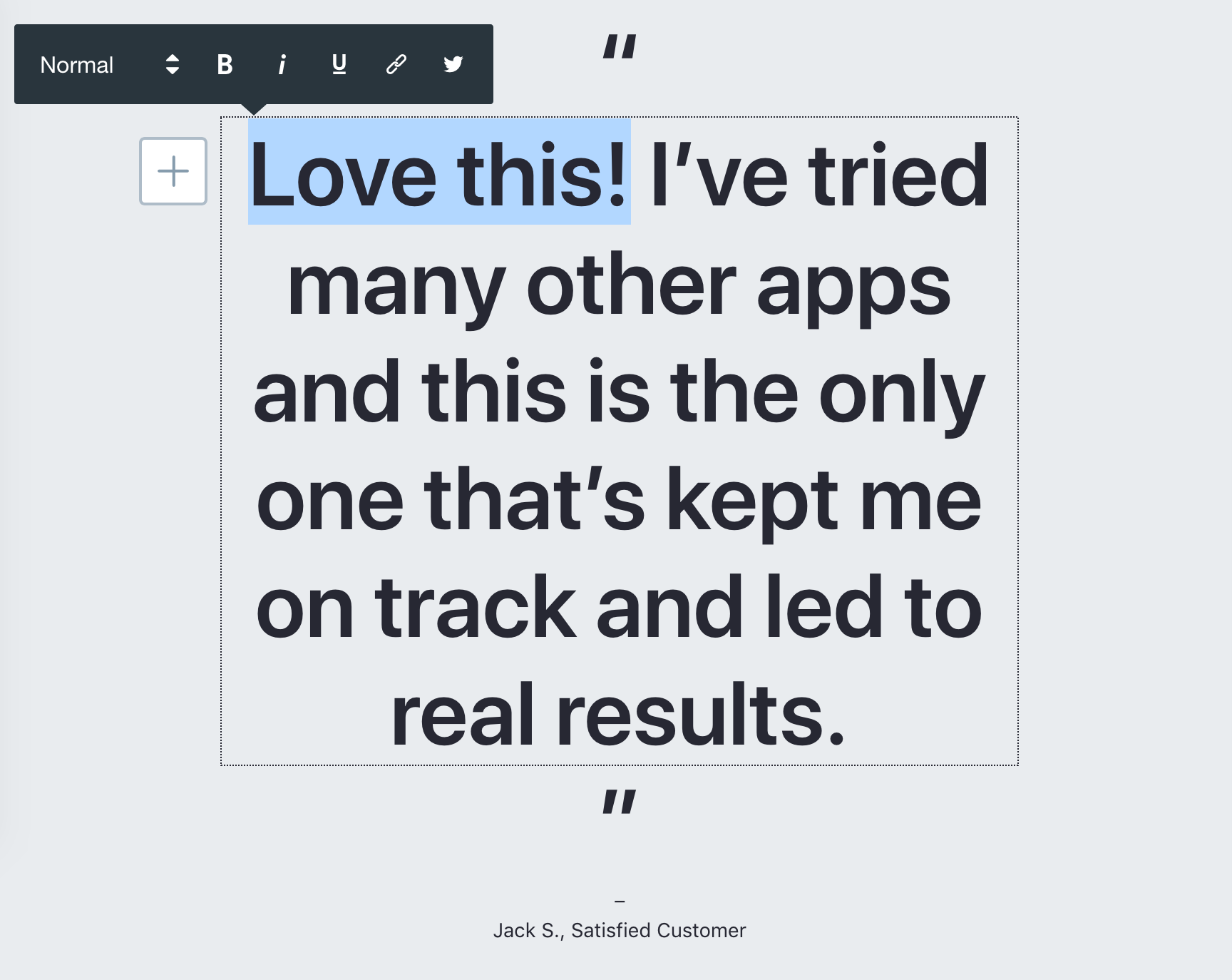 Figure 2: Editing text in-line lets you customize whats on the template.