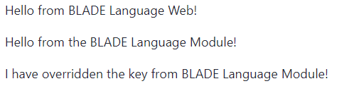 Figure 2: The Language Web portlet displays three phrases, two of which are shared from a different module.