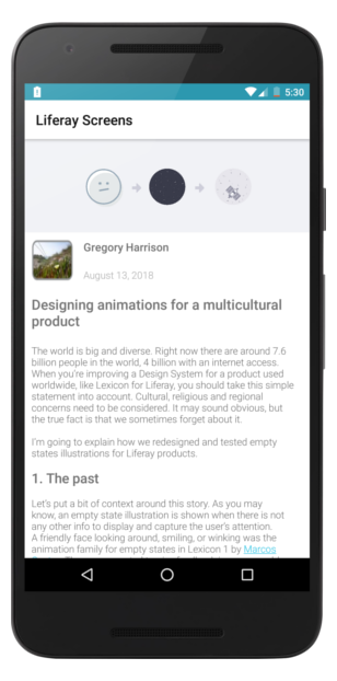 Figure 1: Blogs Entry Display Screenlet using the Default View.