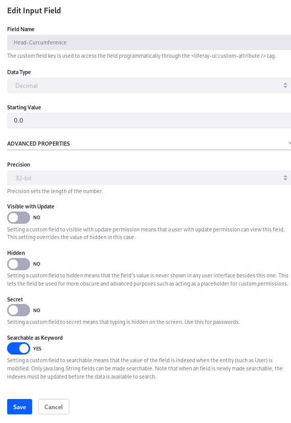 Figure 3: The exact Custom Fields configuration options you use depend on the field type you choose.