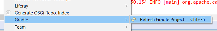 Figure 7: Make sure to always refresh your Gradle project in Liferay Dev Studio after build script edits.