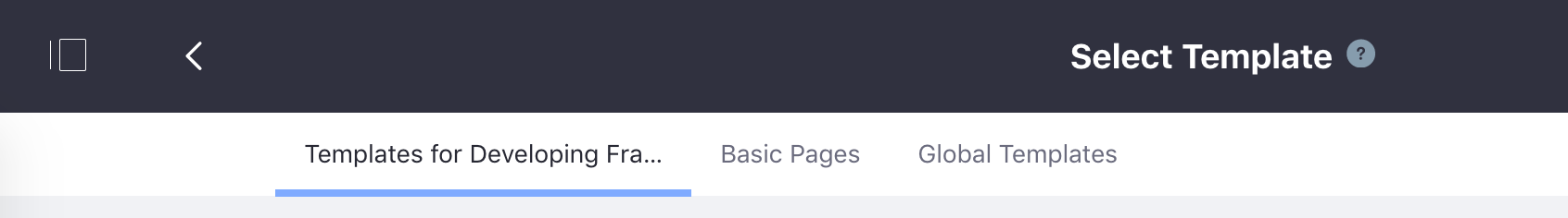 Figure 4: Selecting you page template.