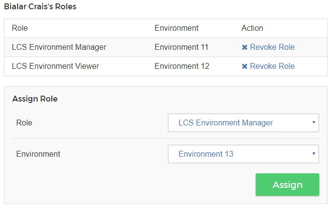 Figure 4.8: You can assign or revoke a users LCS roles.