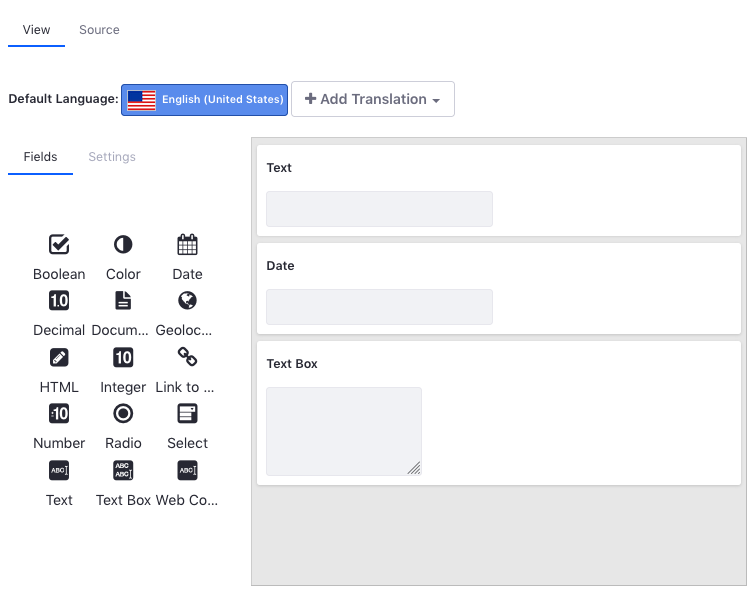Figure 2: Add your metadata sets fields to the canvas.