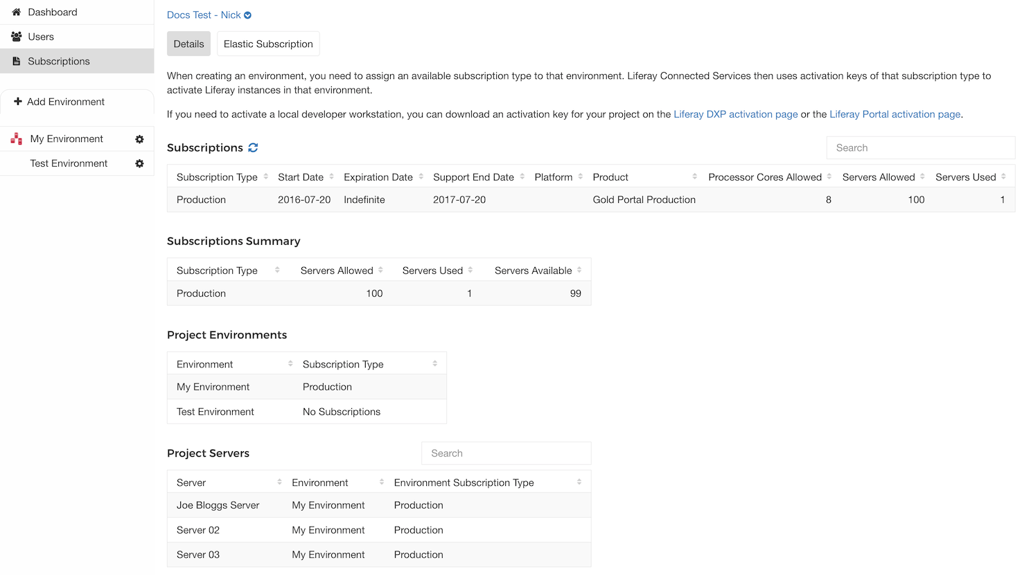 Figure 4.22: LCS lets you view and manage your subscriptions.
