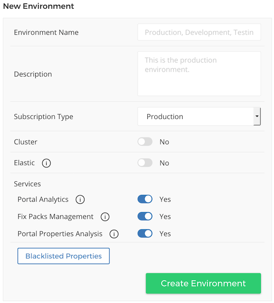 Figure 4.10: The New Environment popup.