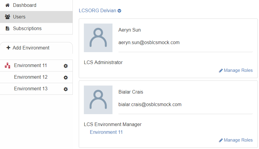 Figure 4.7: The Users tab lets you manage the LCS users in your project.