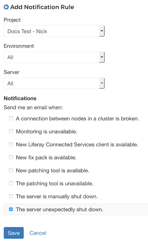Figure 4.20: You can add rules to determine the events that trigger notifications.