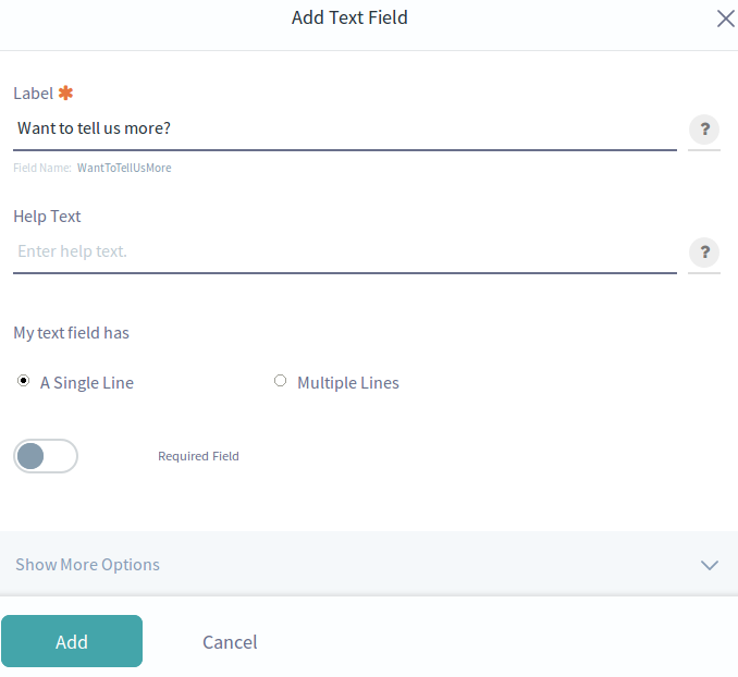 Figure 3: Add a text field for guests to provide a longer comment.