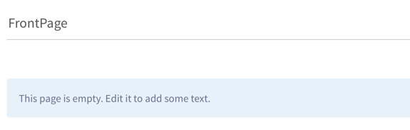 Figure 4: Each empty wiki page presents a default message link you can click to edit the page.