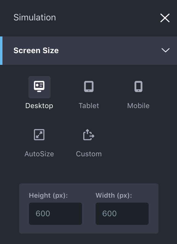 Figure 4: The Simulation Menu offers a device preview application.