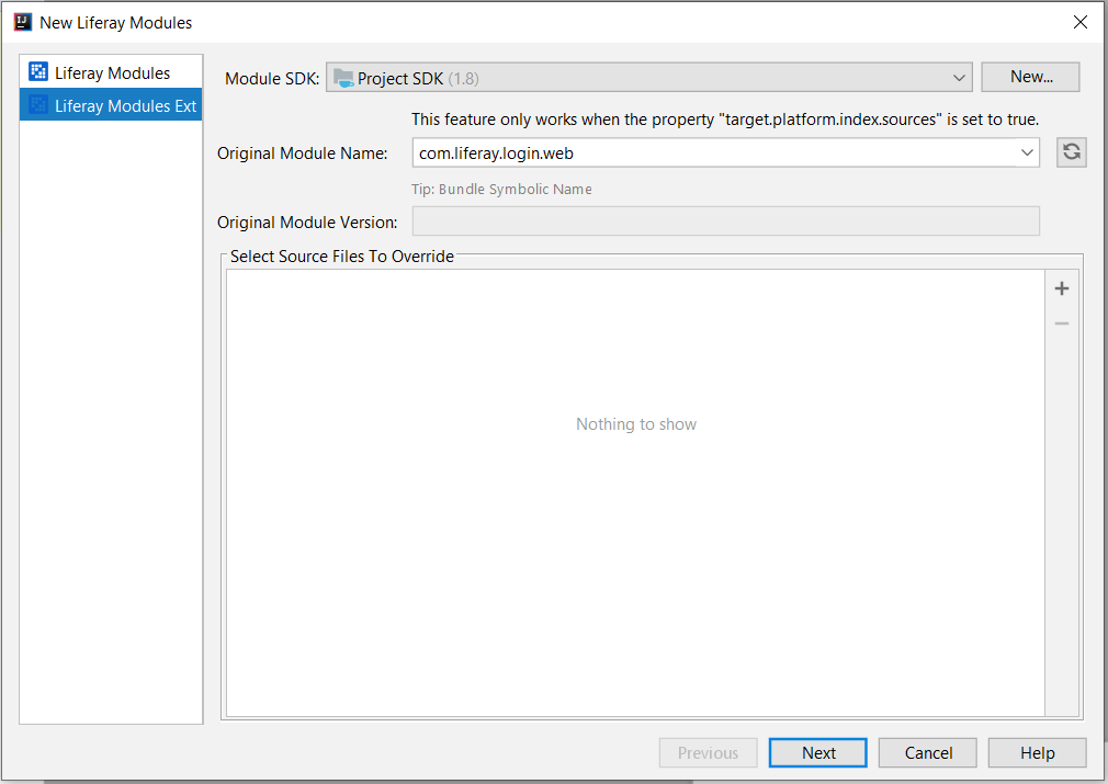 Figure 2: You must define the module you intend to override.