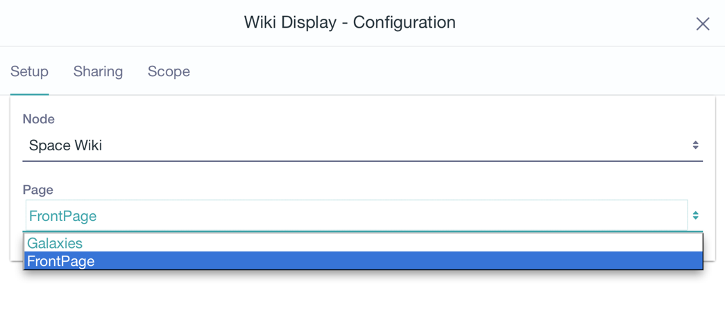 Figure 13: The Wiki Display lets users explore a wiki node, starting from one of its pagesthe front page, typically.