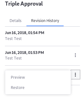 Figure 1: View and restore prior versions of a workflow.