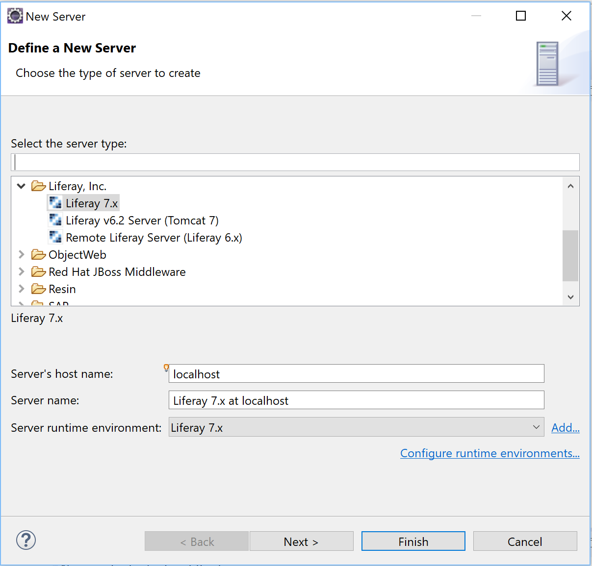 Figure 1: Choose the type of server you want to create.