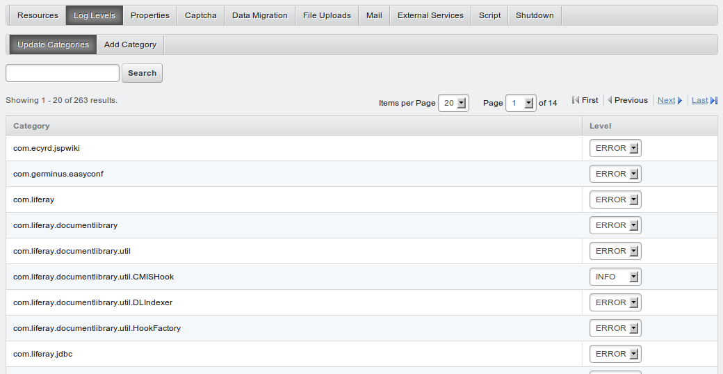 Figure 17.7: Log levels can be dynamically changed at runtime, whenever you
need to debug an issue. 