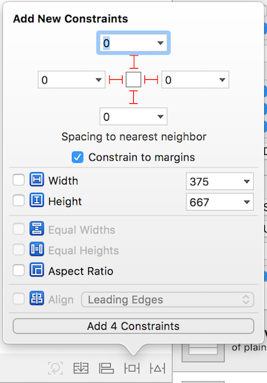 Figure 2: Add these constraints to the Table View in the XIB.