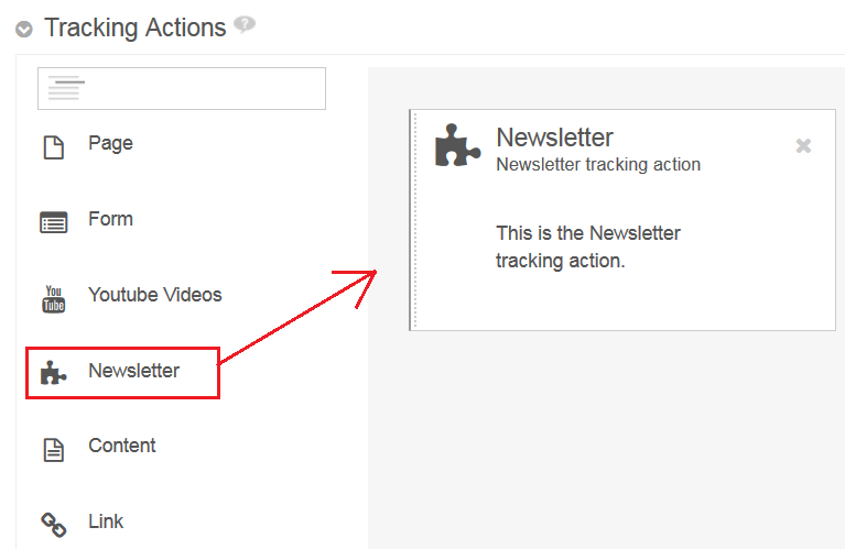 Figure 1: You can add your new tracking action to the form, but it doesnt do anything yet.