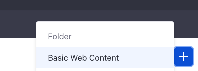 Figure 2: By default, Basic Web Content is the only article type available. The next tutorial covers how to create new types.
