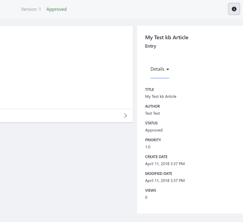 Figure 1: The info bar tags create a sidebar panel toggler that reveals additional info.