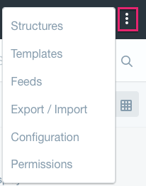 Figure 1: The upper right ellipsis menu contains most of the actions for the app.