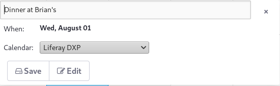 Figure 3: When you click anywhere on the calendar, youll see the event creation pop up appear. Click Edit to specify details for your event.