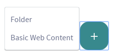 Figure 2: Click Add → Basic Web Content to create a new simple web content article. To create a new web content article based on an existing web content structure, click Add and then click on the name of the structure youd like to use.