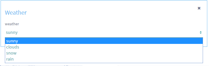 Figure 4: The weather rule uses a select drop-down box to set the weather value.