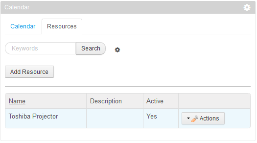 Figure 9.15: Click on the Resources tab of the portlet to view, edit, add, or delete resources.