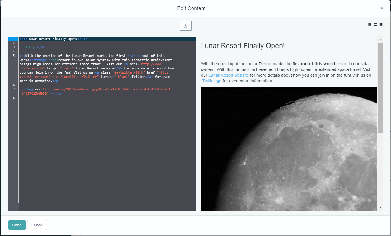 Figure 4: You can view how your HTML would render by using the preview pane.