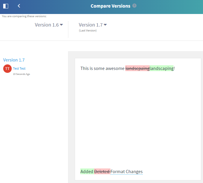 Figure 15: Comparing web content articles is a great feature to use during the Workflow process.