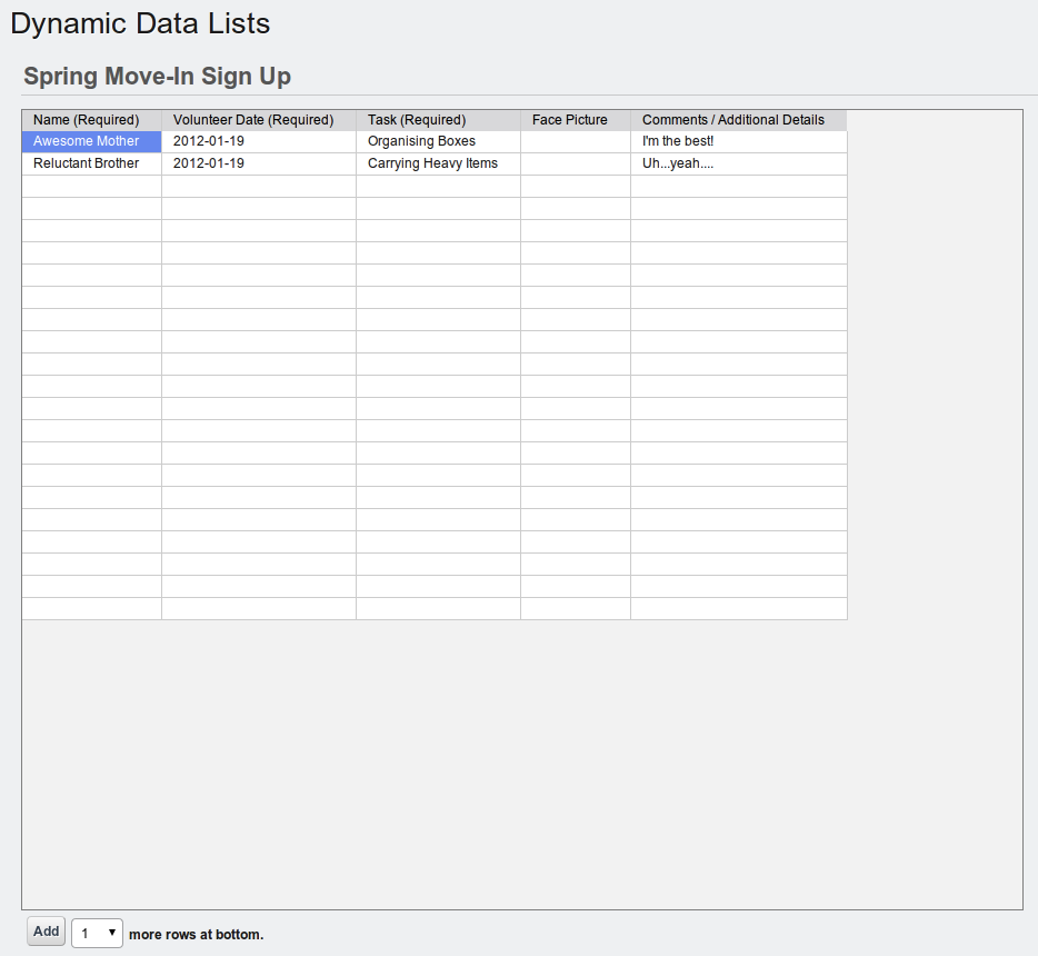 Figure 9.6: The spreadsheet view