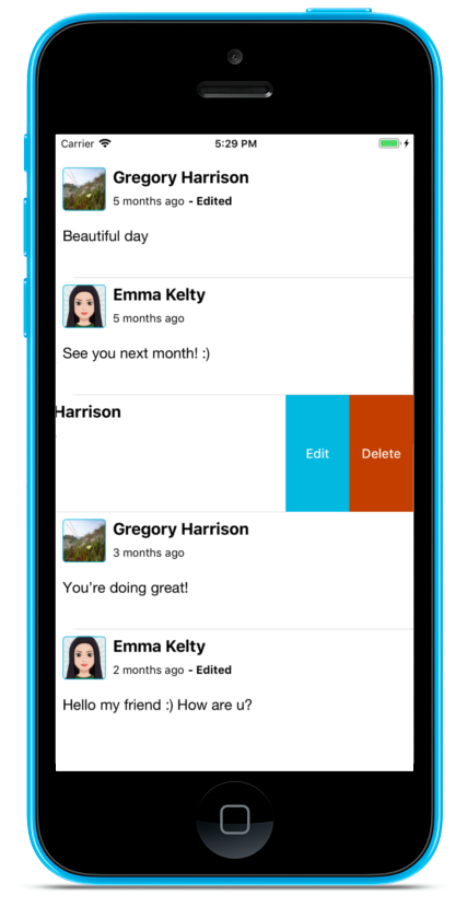 Figure 1: Comment List Screenlet using the Default Theme.
