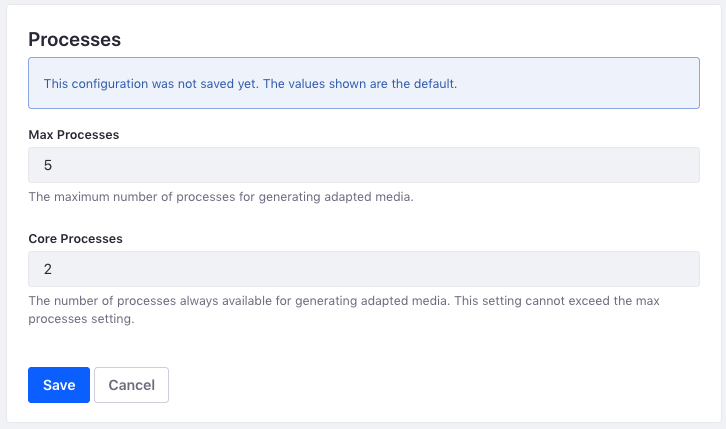 Figure 2: You can also configure Adaptive Medias image processing resources.