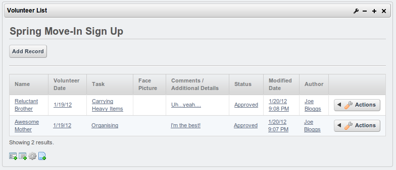 Figure 9.5: The default data list
display.
