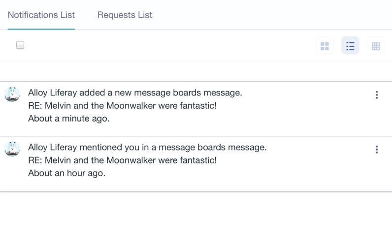 Figure 3: When you click on the notifications number next to your profile picture, your Notifications List appears.