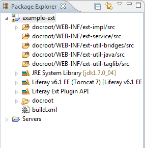 Figure 8.2: Heres the directory structure in the Ext plugins Package Explorer