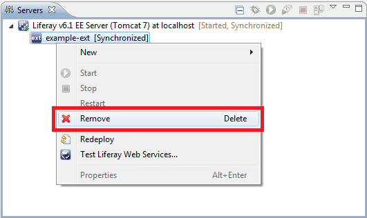 Figure 8.6: Removing Ext Plugin from the server