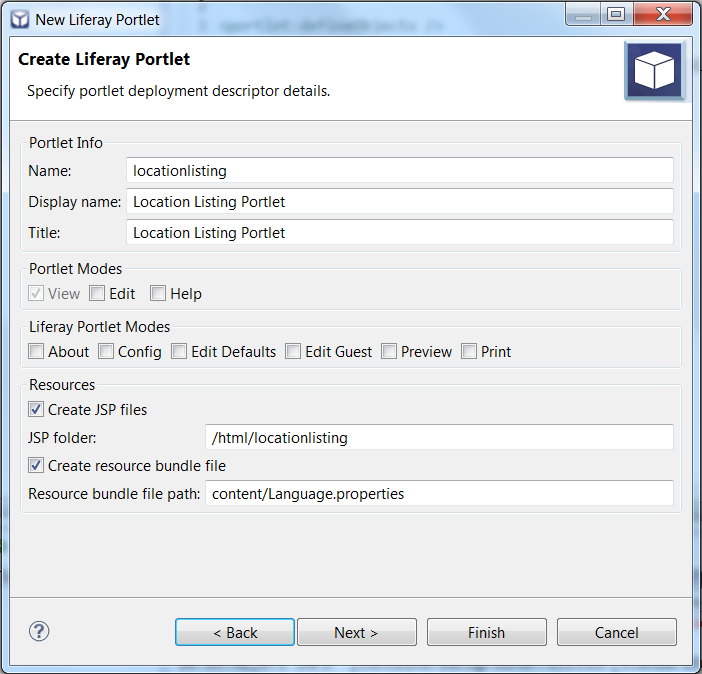 Figure 10.8: Liferay IDEs portlet creation wizard lets you specify the deployment descriptors for your portlets.