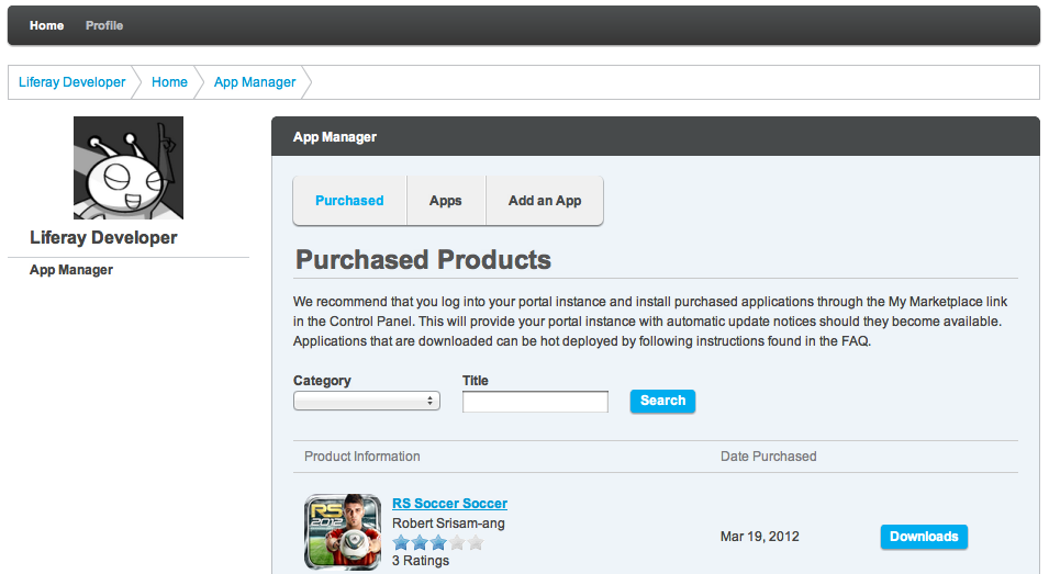 Figure 15.3: The App Manager lets you maintain everything about apps youve purchased or published.