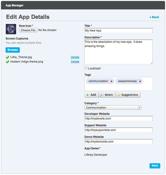 Figure 15.10: Adding a version is similar to creating a new app, except that the fields are filled in for you.