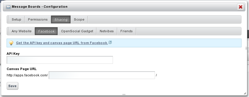 Figure 1.9: Any Liferay application can be published to multiple social
networks with a few clicks.
