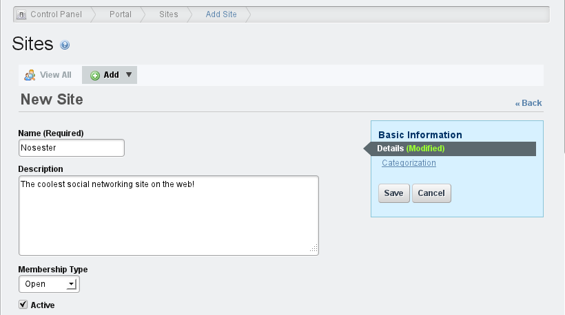 Figure 3.9: Adding a Site