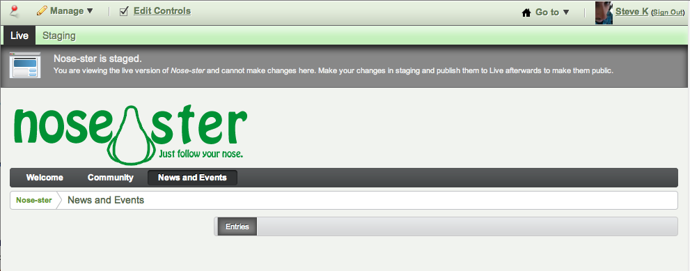 Figure 3.22: You can see the new bar staging adds to the top of your screen.