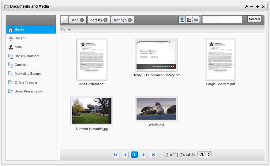 Figure 4.13: Previews in Documents and Media