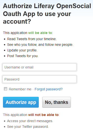 Figure 8.29: Authorizing your OpenSocial application to use your account
is straightforward.